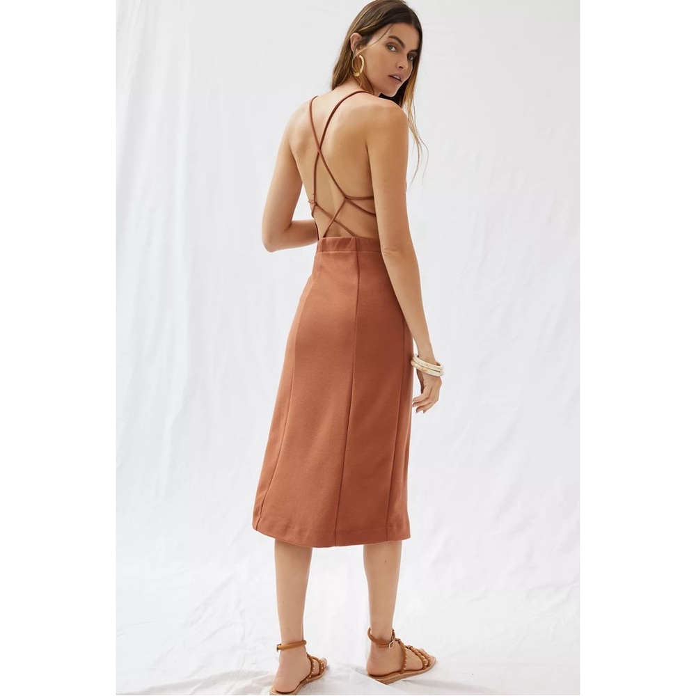 Anthropologie Slim Strappy Midi Dress Brown NWT Size XL